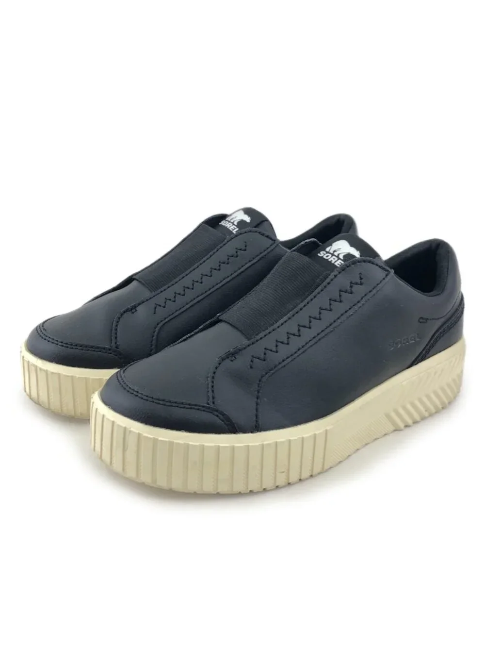 Sorel Ona Ave Black Leather Slip-On Sneakers